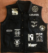 Load image into Gallery viewer, Crust Punk Anarchopunk Battle Jacket Cut-Off Denim Vest Crass Doom Discharge Amebix