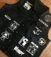 Load image into Gallery viewer, Crust Punk Anarchopunk Battle Jacket Cut-Off Denim Vest Crass Doom Discharge Amebix
