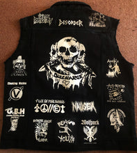 Load image into Gallery viewer, Crust Punk Anarchopunk Battle Jacket Cut-Off Denim Vest Crass Doom Discharge Amebix
