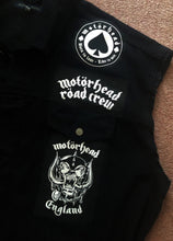 Load image into Gallery viewer, Motörhead Road Crew Denim Vest Cut-Off Battle Jacket Born To Lose Live To Win Ace Of Spades