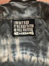 Load image into Gallery viewer, Nirvana Girls' Nevermind Blue 'n' Tie-Bleach Denim Cut-Off Smiley Patch Jacket