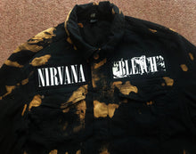 Load image into Gallery viewer, Nirvana Black 'n' Bleach Negative Creep Denim Patch Jacket Vestibule Circles Hell Scoff