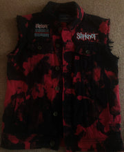 Load image into Gallery viewer, Slipknot Barcode Maggot Crest Blood Tie-Dye Edition Cut-Off Denim Jacket w/ More Patches