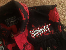 Load image into Gallery viewer, Slipknot Barcode Maggot Crest Blood Tie-Dye Edition Cut-Off Denim Jacket w/ More Patches