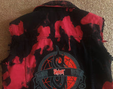 Load image into Gallery viewer, Slipknot Barcode Maggot Crest Blood Tie-Dye Edition Cut-Off Denim Jacket w/ More Patches