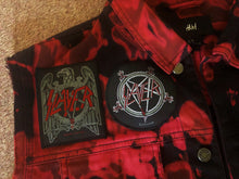 Load image into Gallery viewer, Slayer Reign In Blood Red Tie-Bleach Patch Battle Jacket Cut-Off Denim