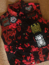 Load image into Gallery viewer, Slayer Reign In Blood Red Tie-Bleach Patch Battle Jacket Cut-Off Denim 2XL+