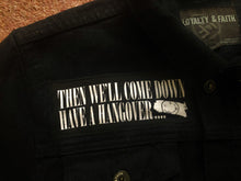 Load image into Gallery viewer, Nirvana In Utero Black Denim Battle Jacket Dumb Smiley Hangover