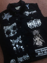 Load image into Gallery viewer, True Scandinavian Black Metal Battle Jacket Cut-Off Denim Vest Burzum Mayhem Darkthrone Taake