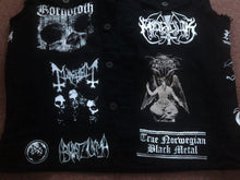Load image into Gallery viewer, True Scandinavian Black Metal Battle Jacket Cut-Off Denim Vest Burzum Mayhem Darkthrone Taake