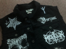 Load image into Gallery viewer, True Scandinavian Black Metal Battle Jacket Cut-Off Denim Vest Burzum Mayhem Darkthrone Taake