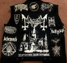 Load image into Gallery viewer, Black Metal Battle Jacket Cut-Off Denim Vest Mayhem De Mysteriis Dom Sathanas