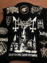 Load image into Gallery viewer, Black Metal Battle Jacket Cut-Off Denim Vest Mayhem De Mysteriis Dom Sathanas