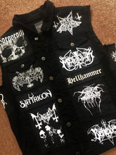 Load image into Gallery viewer, Black Metal Battle Jacket Cut-Off Denim Vest Mayhem De Mysteriis Dom Sathanas