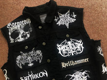 Load image into Gallery viewer, Black Metal Battle Jacket Cut-Off Denim Vest Mayhem De Mysteriis Dom Sathanas