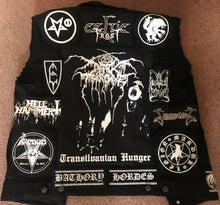 Load image into Gallery viewer, Black Metal Battle Jacket Cut-Off Denim Vest Bathory Dissection Watain Darkthrone Mayhem