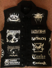Load image into Gallery viewer, Black Metal Battle Jacket Cut-Off Denim Vest Bathory Dissection Watain Darkthrone Mayhem