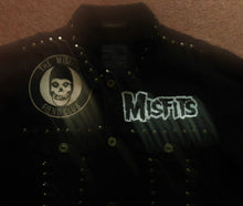 Load image into Gallery viewer, Misfits Fiend Club Studded Black Denim Horror Punk Jacket Crimson Ghost Skull
