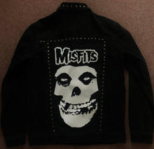 Load image into Gallery viewer, Misfits Fiend Club Studded Black Denim Horror Punk Jacket Crimson Ghost Skull