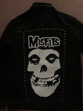 Load image into Gallery viewer, Misfits Fiend Club Studded Black Denim Horror Punk Jacket Crimson Ghost Skull