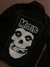 Load image into Gallery viewer, Misfits Fiend Club Studded Black Denim Horror Punk Jacket Crimson Ghost Skull