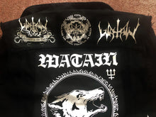 Load image into Gallery viewer, Total Watain Patch Battle Jacket Black Metal Militia Denim Cut-Off Trident Wolf Eclipse FTW 13