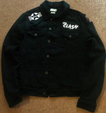 Load image into Gallery viewer, The Clash Lightning Bolt Skull Black Distressed Denim Punk Jacket