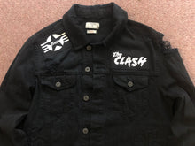 Load image into Gallery viewer, The Clash Lightning Bolt Skull Black Distressed Denim Punk Jacket