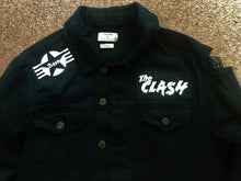 Load image into Gallery viewer, The Clash Lightning Bolt Skull Black Distressed Denim Punk Jacket