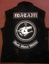 Load image into Gallery viewer, Watain Filth-Splattered Battle Jacket Distressed Black Metal Rocker Patch Denim Cut-Off