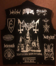 Load image into Gallery viewer, Black Metal Battle Jacket Cut-Off Denim Vest Watain Satanic Warmaster Hellhammer