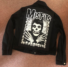 Load image into Gallery viewer, Misfits Crossed Arms Skeletal Hands Crimson Ghost Horror Business Black Denim Punk Girl Jacket