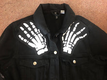 Load image into Gallery viewer, Misfits Crossed Arms Skeletal Hands Crimson Ghost Horror Business Black Denim Punk Girl Jacket