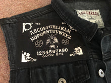 Load image into Gallery viewer, The Satanic Jacket: Hack Off Your Sleeves For Satan! Black Denim Cut-Off Battle Jacket