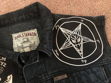 Load image into Gallery viewer, The Satanic Jacket: Hack Off Your Sleeves For Satan! Black Denim Cut-Off Battle Jacket
