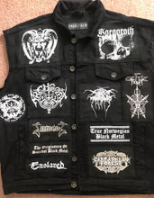 Load image into Gallery viewer, Black Metal Battle Jacket Cut-Off Denim Vest Carpathian Forest Bathory Watain Immortal Satyricon