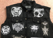 Load image into Gallery viewer, Black Metal Battle Jacket Cut-Off Denim Vest Carpathian Forest Bathory Watain Immortal Satyricon