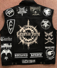 Load image into Gallery viewer, Black Metal Battle Jacket Cut-Off Denim Vest Carpathian Forest Bathory Watain Immortal Satyricon