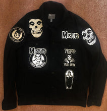 Load image into Gallery viewer, Misfits Fiend Club For Life Crimson Ghost Black Denim Battle Jacket Horror Punk