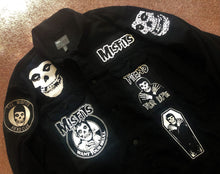 Load image into Gallery viewer, Misfits Fiend Club For Life Crimson Ghost Black Denim Battle Jacket Horror Punk