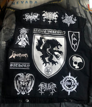 Load image into Gallery viewer, Black Metal Battle Jacket Cut-Off Denim Vest Satanic Warmaster Legion Werewolf