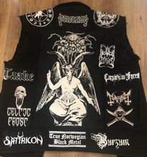 Load image into Gallery viewer, Black Metal Battle Jacket Cut-Off Denim Vest Watain Satanic Warmaster Hellhammer