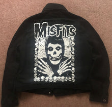 Load image into Gallery viewer, Misfits Crossed Arms Skeletal Hands Crimson Ghost Horror Business Black Denim Punk Girl Jacket
