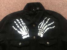Load image into Gallery viewer, Misfits Crossed Arms Skeletal Hands Crimson Ghost Horror Business Black Denim Punk Girl Jacket