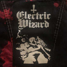 Load image into Gallery viewer, Electric Wizard Girls' Black 'n' Bloody Red Tie-Bleach Denim Cut-Off Black Mass Doom Metal