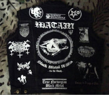 Load image into Gallery viewer, Black Metal Battle Jacket Cut-Off Denim Vest Watain Mayhem Bathory Darkthrone Dissection Venom