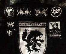 Load image into Gallery viewer, Black Metal Battle Jacket Cut-Off Denim Vest Satanic Warmaster Gorgoroth Archgoat Enslaved Mayhem