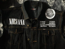 Load image into Gallery viewer, Nirvana Vestibule Black Denim Vest Cut-Off Battle Jacket Negative Creep Bleach