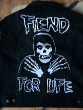 Load image into Gallery viewer, Misfits Fiend Club For Life Crimson Ghost Black Denim Vest Cut-Off Battle Jacket Horror Punk