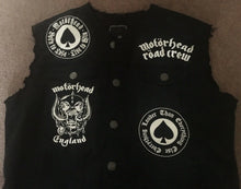 Load image into Gallery viewer, Motörhead Road Crew Denim Vest Cut-Off Battle Jacket Born To Lose Live To Win Ace Of Spades
